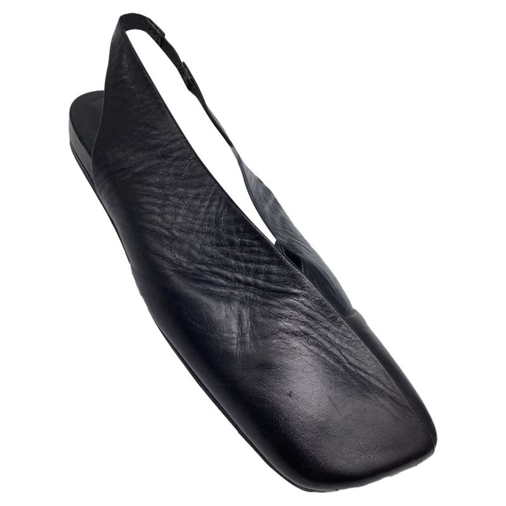 Jil Sander Square-Toe Slingback Flats in Black Leather - Picture 7 of 9